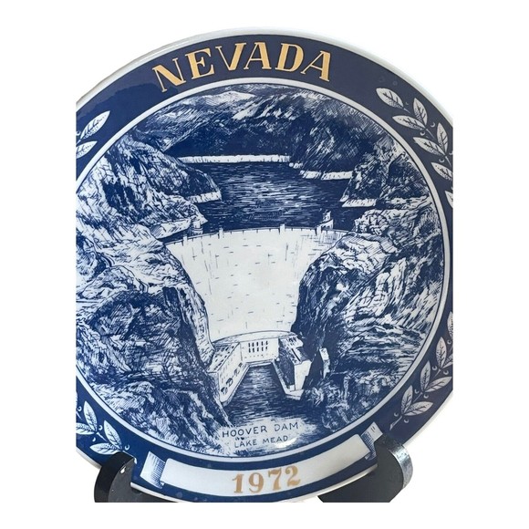 Vtg Nevada 1972 Chateau Collector "Kesa" 26 Hoover dam￼ Denmark Plate 1st Editio - Picture 3 of 5